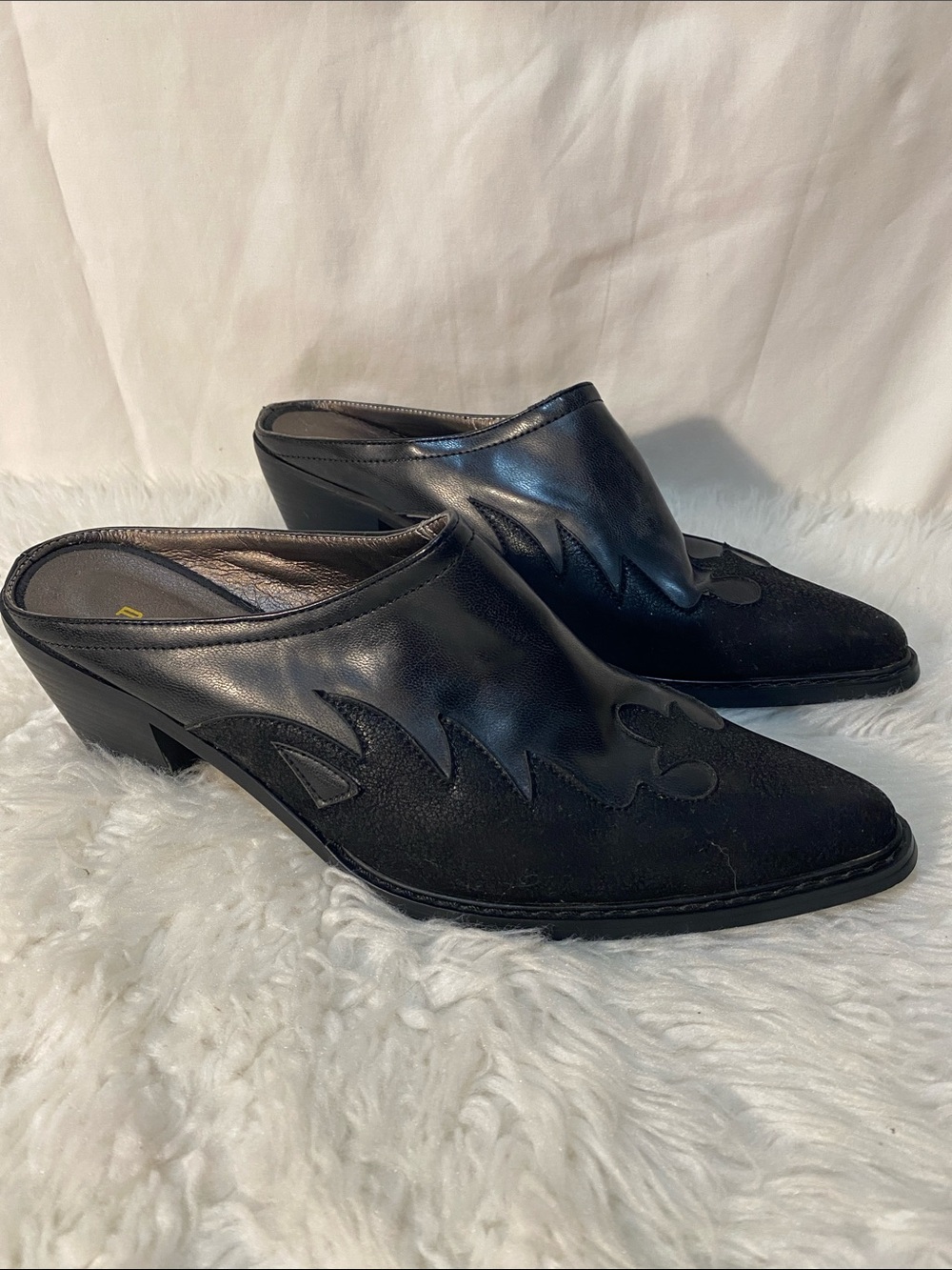 Roper Black Women's Slip-On Mule Heeled Shoe